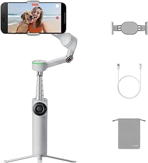 - Flow 2 Pro Grey - Foldable AI Phone Gimbal, Track in 200+ Apps with Apple DockKit, Multi-Person Tracking, 360º Pan Tracking, Built-in Tripod/Selfie Stick, iPhone/Android Portable Stabilizer