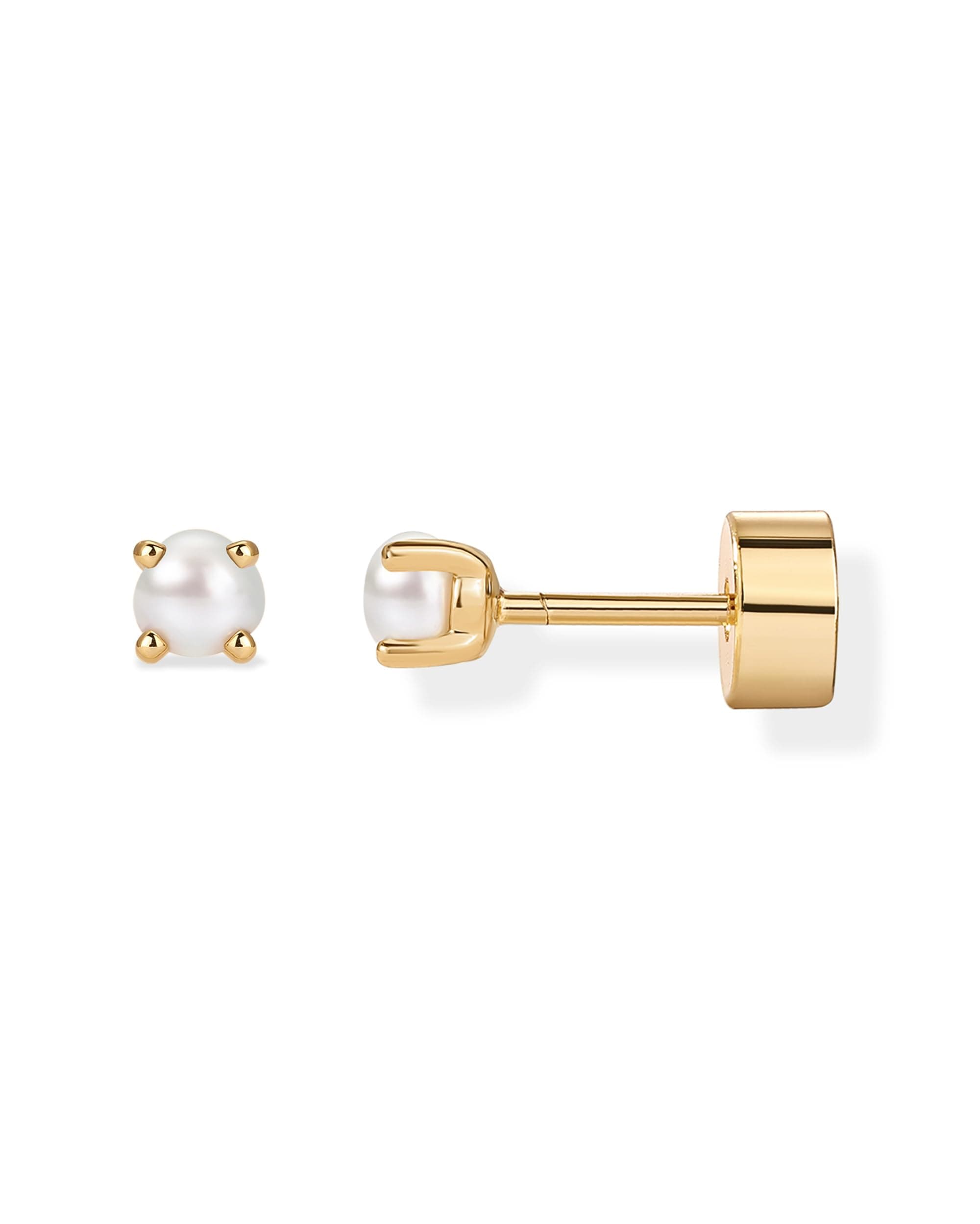 14K Gold Plated 925 Sterling Silver Posts Mini Stud Flat Back Earrings for Women | Helix Cartilage Piercing Jewelry | Dainty Pearl Star Cluster Cubic Zirconia Lotus Climber Screw Backs