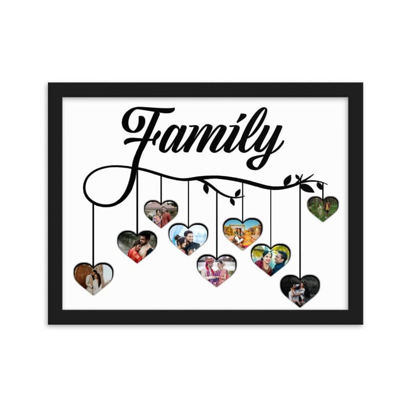 Wood One Pinch Personalized Photo Collage Wall Mount Rectangular Frame, Family Photo Collage Gift, Wedding Gift, Gift For Family, Birthday Gift, Anniversary Gift(12x18), Black