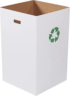 Box USA 40 Gallon 18" L x 18" W x 30" H 10-Pack Cardboard Trash Cans and Recycling Bins, Reusable or Disposable Pop Up Garbage Boxes for Parties, Outdoor Events, Heavy Duty, Recycle