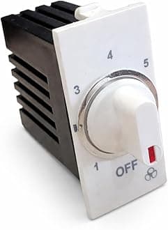 SEER Ceilin Fan 1 Way Switch 7 Step Type Fan Regulator Use In Household, Offices, Shops, Restaurants, Hospitals And More (White) Modular(L*B = 5.5 * 2.4Cm) Pack1