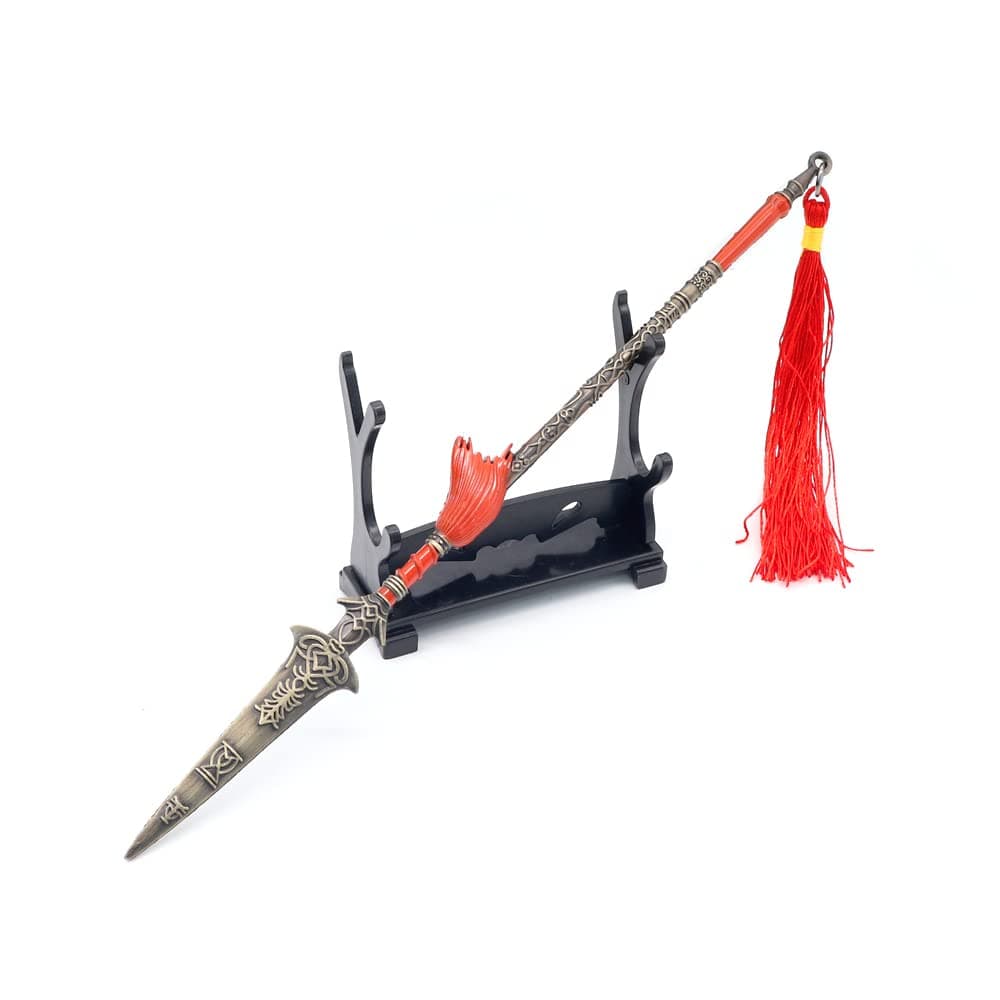 Chewmeter Elden Ring Partisan Spear Replica Action Figure Collection Gift Party Supplies Desk Decoration Backpack Pendant Gift, 22cm/9''inches, Adult