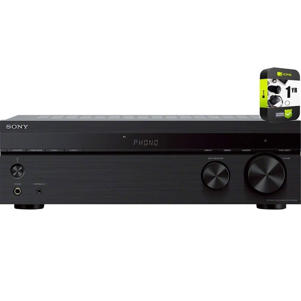 STRDH190 2-Ch Stereo Receiver with Phono Inputs and Bluetooth Bundle with 1 YR CPS Enhanced Protection Pack