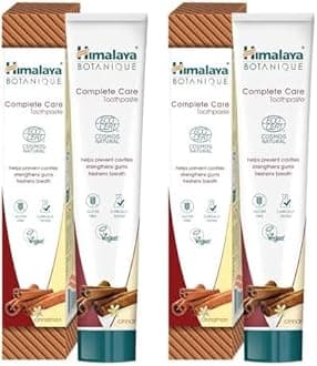 Ecocert Cosmos Natural Certified Himalaya Botanique Complete Care Herbal Toothpaste Cinnamon Flavor, Fights Plaque, Freshens Breath, Fluoride Free, Gluten & SLS Free, 75 ml (Pack of 2)