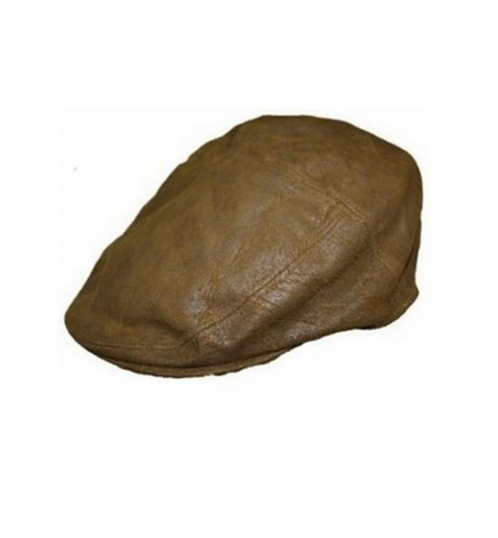 Milano New Leather Flat Cap Distress Look Fully Lined