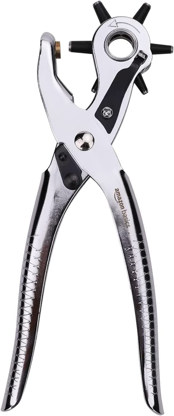 Amazon Basics Multi Hole Sizes Leather Punch Set, Rotary Puncher Maker Tool