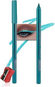 evpct Teal Eyeliner Pencils for Eyes, Blue Green Colored Eye Liner Pencil Pen Makeup Waterproof Smudge Proof, Colored Gel Waterline Eyeliner Liquid, Face Eye Paint Stick Halloween Makeup 15