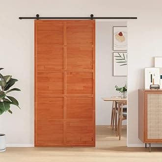 LAPOOH Barn Door Wax Brown 100x208 cm Solid Wood Pine,Sliding Door,Space-Saving Sliding Design,Barn Door-850640