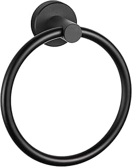 Cobbe Matte Black Towel Ring, Hand Towel Holder for Bathroom Wall Mounted, Space Aluminum Towel Rack Round, Towel Hanger for Bathroom, Kitchen, Rv