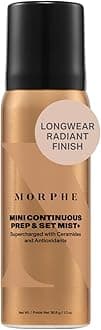 Morphe Mini Continuous Prep & Set Setting Spray - Travel Size Setting Spray for Makeup - Micro-Fine Face Mist Enriched with Ceramides to Help Hydrate, Nourish & Strengthen Skin Barrier (1.3 oz)