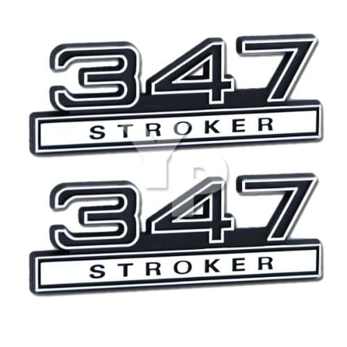 347 Stroker Engine Black & Chrome Trim Emblems - Pair - Universal Fitment