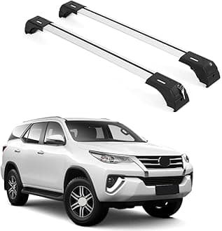ERKUL Roof Rack Cross Bars for Toyota Fortuner 2015-2026 | Aluminum Crossbars with Anti Theft Lock for Rooftop | Compatible with Flush Rails - Silver