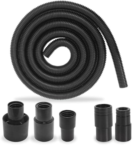 10 Foot Long Dust Collection Power Tool Hose Kit for Multiple Types/Brands of Power Tools and Work Shop Vacuums with Threaded Fittings (Hose w/ 5 Fittings)