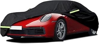 Waterproof Car Cover Replace for 1998-2025 Porsche 911 (991/992/996/997 Series) Carrera 4S/Turbo/Carrera, 6 Layers All Weather Full Car Covers with Zipper Door for Snow Rain Dust Hail Protection