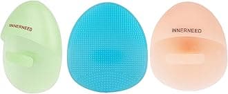 Soft Silicone Facial Cleansing Brush Manual Face Scrubber Exfoliating Massage Scrub Acne Blackheads Remove Handheld Pads for Sensitive, Delicate, Dry Skin (Pack of 3)