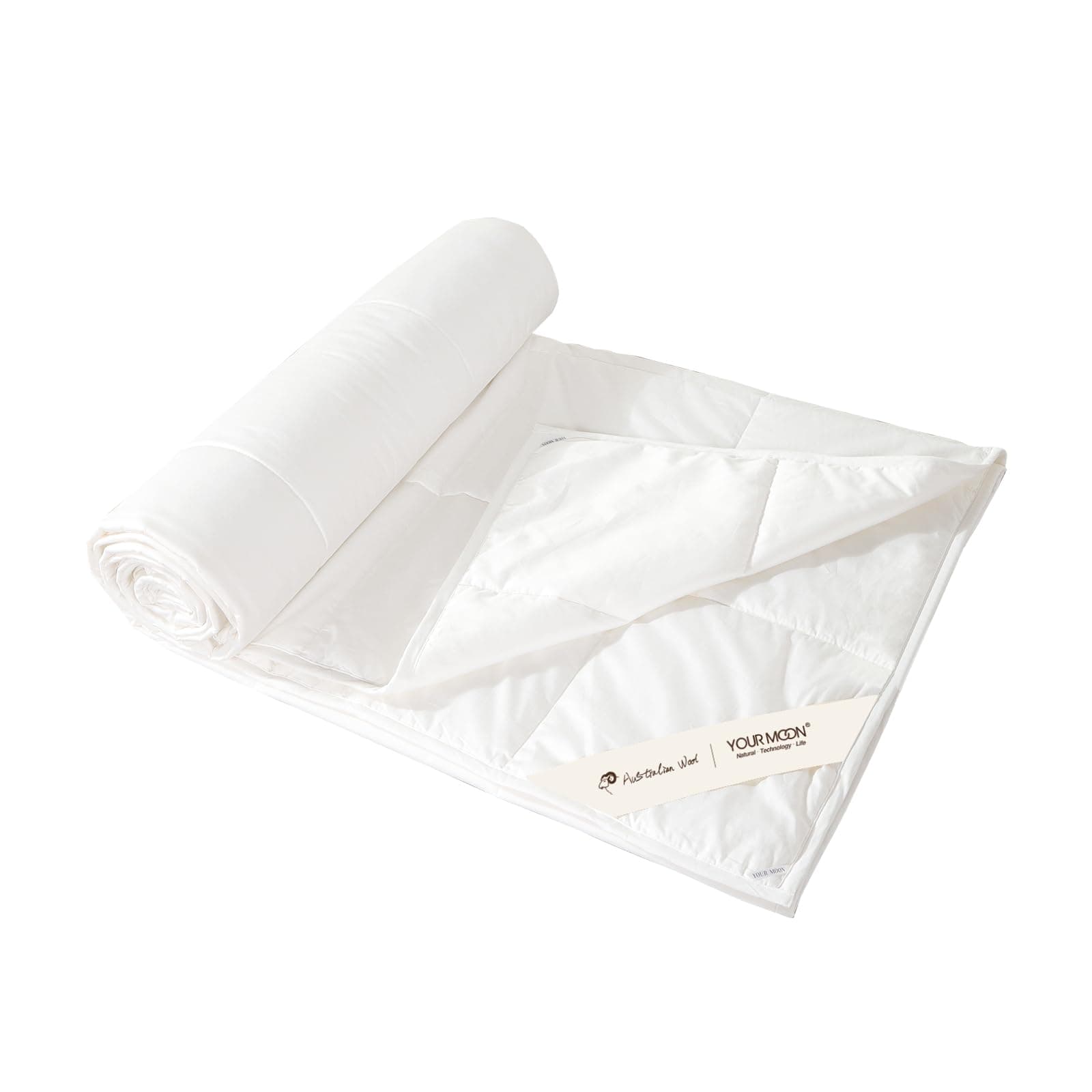 YOUR MOON Luxurious Lightweight Wool Comforter King Size for Summer, 100% Natural Australian Wool Duvet Insert, Hypoallergenic Premium Wool Filled Comforter, Noiseless Cotton Cover