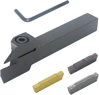 CNC Lathe Grooving Tool Holder MGEHR1212-2(0.47 Inch), with Three MGMN200 Cemented Carbide Blades. Yellow Processed Steel, Fuchsia Processed Stainless Steel, Silver Processed Aluminum Alloy. (2mm)
