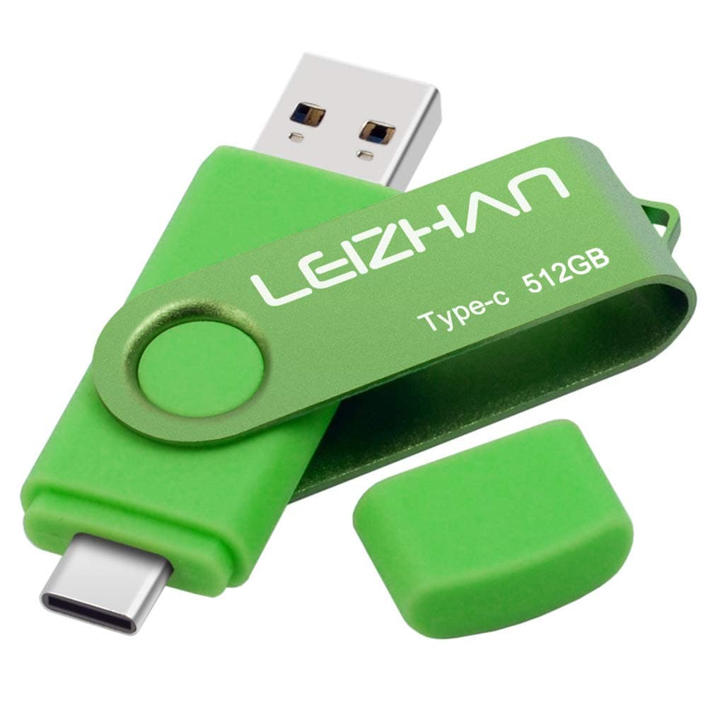 leizhan 512GB USB-C Flash Drive, Type-C USB Drive 3.0 for Samsung Galaxy Note10, S10,Note 9, S9, Note 8,S8,Google Pixel, Green