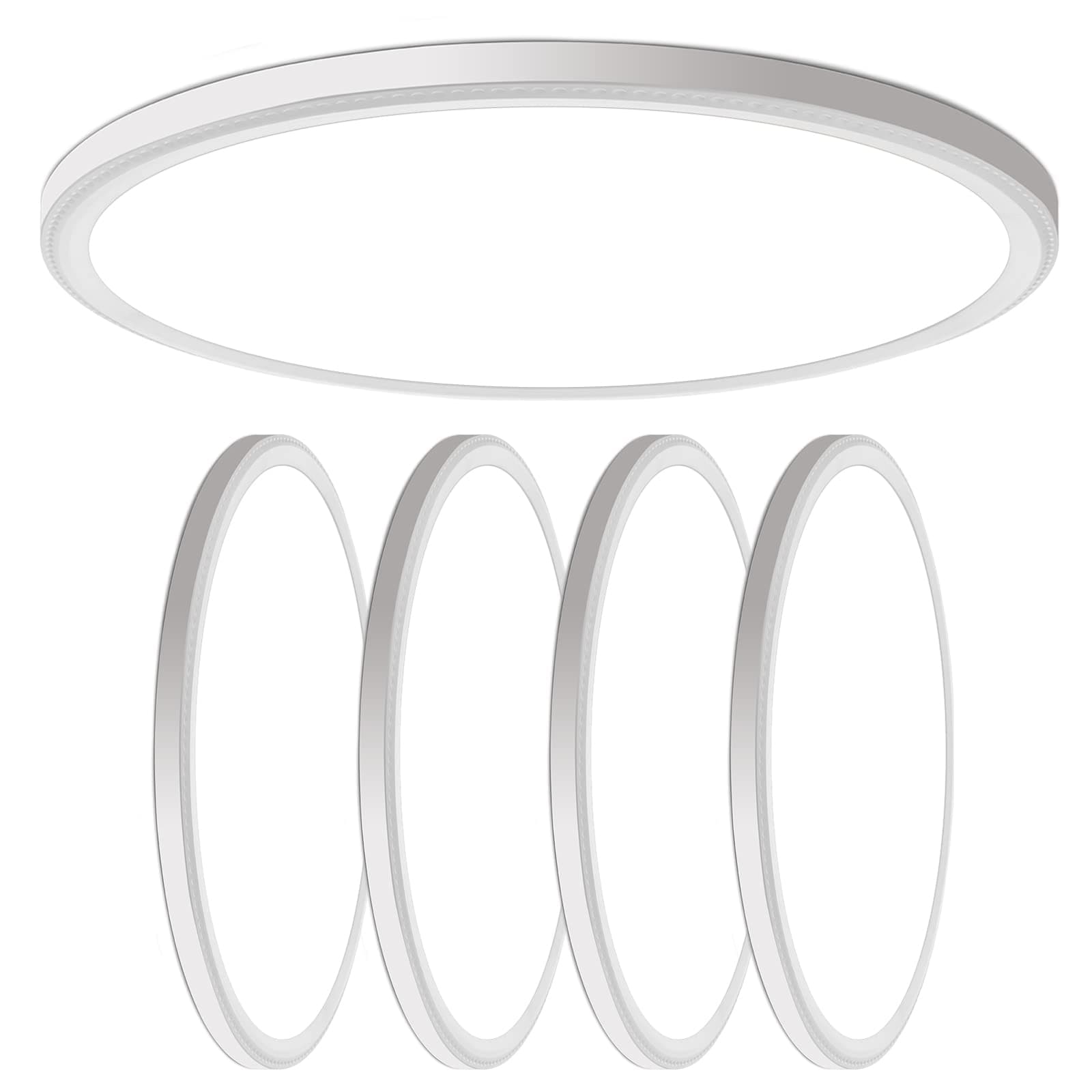 WKONCLDY 4 Pack 4700lm Super Slim 16 inch LED Ceiling Light, 5000K for Bedroom, Living Room, Dining Room (White, Four Pack)