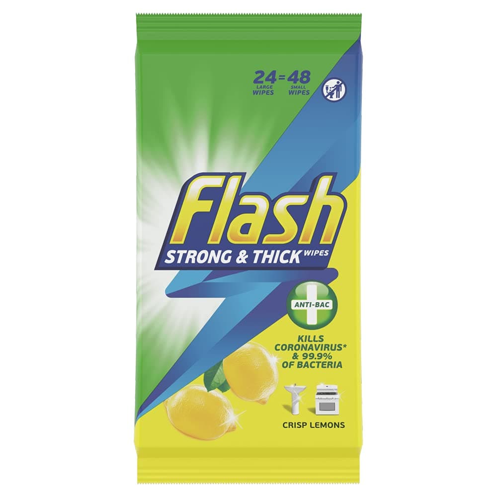 Flash Mega Bundle 3 x Wipes Packs. 144 = 72 Extra Large Cleaning Wipes