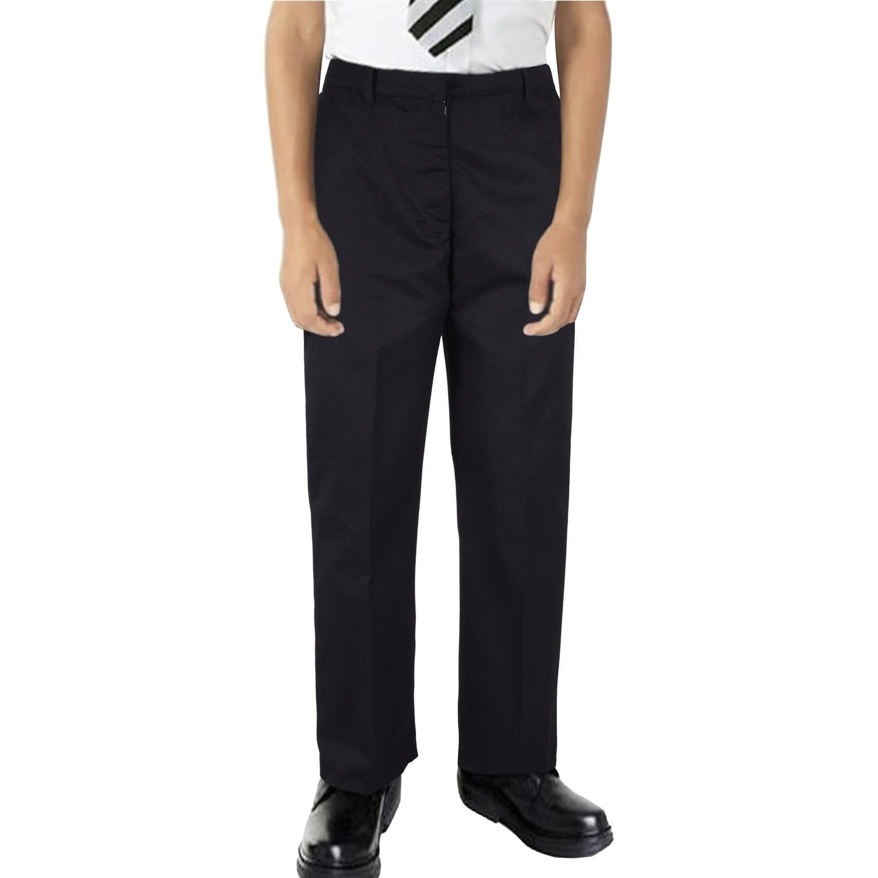 A2Z 4 KidsBoys Plain Jet Black School Uniform Pants Pull Up Regular Fit Elasticated Waist School Trouser Age 3-16 Years