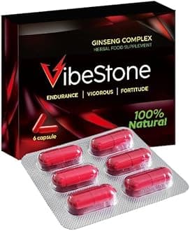 VIBESTONE RED-New Stronger for Longer Formula for Men - Ultra Strong Performance Enhancing Pills, Stamina Endurance Booster RED Supplement Pills for Men - 6 Ginseng Capsules 500MG