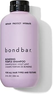 Bondbar Purple Brightening Shampoo for Blonde, Lightened & Gray Hair, Neutralizes Brassiness, Repairs, Protects, Hydrates, Vegan, CrueltyFree, 8 Fl. Oz
