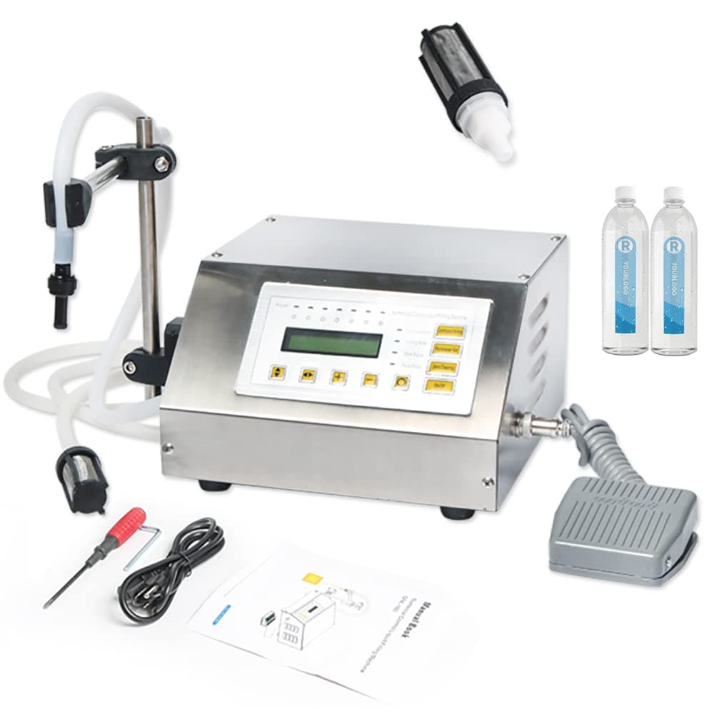 ZONEPACK Liquid Filling Machine Pump Numerical Filler Digital Control Drinks Water Alcohol Filler 5ml to 3500ml GFK160 (Machine With One Extra Filter)