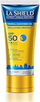 La Shield Pollution Protect SPF 50 Mineral Sunscreen Gel | PA+++ | Lightweight & Oil free | Moisture boost formula | Water resistant| All Skin types |Dermatologist Tested | 50g | Pack of 2