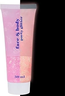 MEICOLY Neon Pink Body Glitter Gel,UV Blacklight Chunky Face Glitter Gel,Glow in The Dark Glitter Paint,Singer Concert Music Festival Party Rave Accessories,Halloween Glitter Makeup for Women,50ml