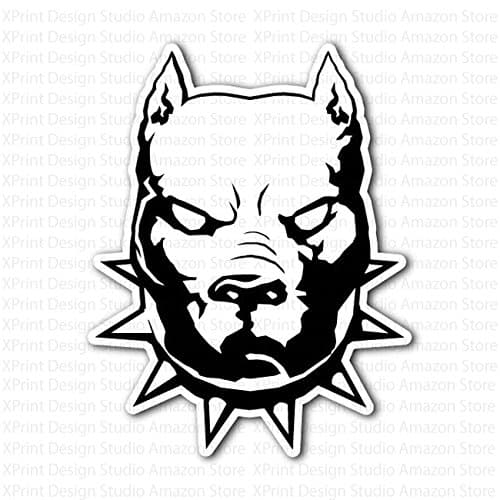 Pitbull Dog with Spiked Collar Head Sticker