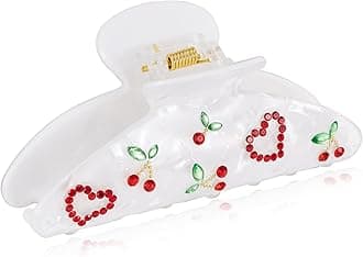 LILIE&WHITE Women’s White Cherry Hair Clip, Elegant Rhinestone Hair Accessory, Durable and Stylish Gift for Girls and Women, Daily Wear and Special Occasions