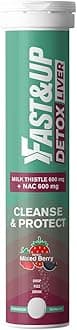 Fast&Up Liver Detox - 600 mg Milk Thistle + 600 mg NAC | Helps manage fatty liver - 60 Tablets - Mixed Berry Flavour