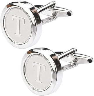 Dannyshi Mens Classic Stainless Steel Initial Cufflinks 26 Alphabet Initial Letter Cufflinks Business Wedding Shirts A-Z