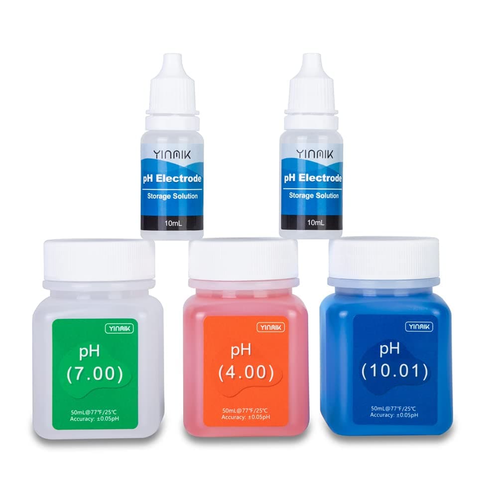 pH Calibration Solution Kit(4.00,7.00&10.01) with Free Gift pH Protective Solution,3 Bottles 50ml pH Calibration Buffer Solution and 2 bottels 10ml pH Probe Solution for pH Meters