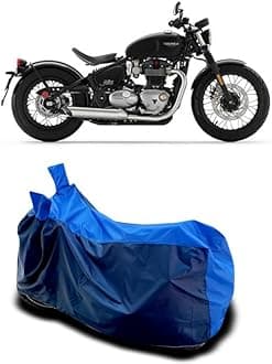 DUFFEL-Two Wheeler Bike Body Cover Compatible for Triumph Bonneville Bobber Bs6 Heat Protectio/UV-Rays/Birds Dropping/DustProof/Waterproof All Variants [Nevay Blue]