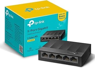 TP-Link LS1005G 5-Port Desktop/Wallmount Gigabit Ethernet Switch/Hub, Network Splitter, Plug and Play, Plastic Case, Black