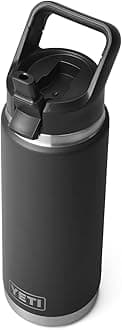 Rambler 26 oz Bottle, Vacuum Insulated, Stainless Steel with Straw Cap, Black