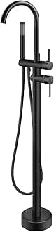 Aolemi Floor Mount Bathtub Faucet Freestanding Tub Filler Standing High Flow Shower Faucets Shower Mixer Taps, Swivel Gooseneck Spout with Cylinder Handheld Oil Rubbed Bronze