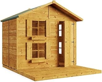 BillyOh Kids Playhouse Wooden Play House Wendy House Garden Outdoor Boys Girls Kids Toys Peardrop Extra (6x7 with Platform)