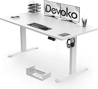 Electric Standing Desk 120x60cm with USB Charging Height Adjustable with Desktop Sit Stand UpHeavy Duty Steel 4 Memory Smart Pannel(White)