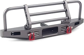 RC Front Bumper Metal Front Bumper with Tow Hook for 1:10 RC Crawler Traxxas TRX4 Defender Axial SCX10 SCX10 II 90046 90047 (Grey)