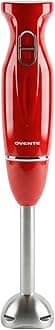 OVENTE Immersion Hand Blender, 300W Electric Handheld Stick Mixer with 2 Mixing Speeds and Stainless Steel Blades for Smoothies, Purees & Baby Food, Red HS560R