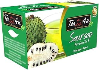 Tea4U Soursop Green Tea - Smooth Blend of Soursop Flavor - Hand Picked Leaves - Keeps You Hydrated with Refreshing Aroma - 25 Teabags