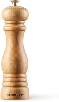 Le Creuset Classic Adjustable Salt Mill Grinder, Durable Beechwood, Anti-Corrosion, 40g, 21 cm Natural Finish, 96002000687000, Wood