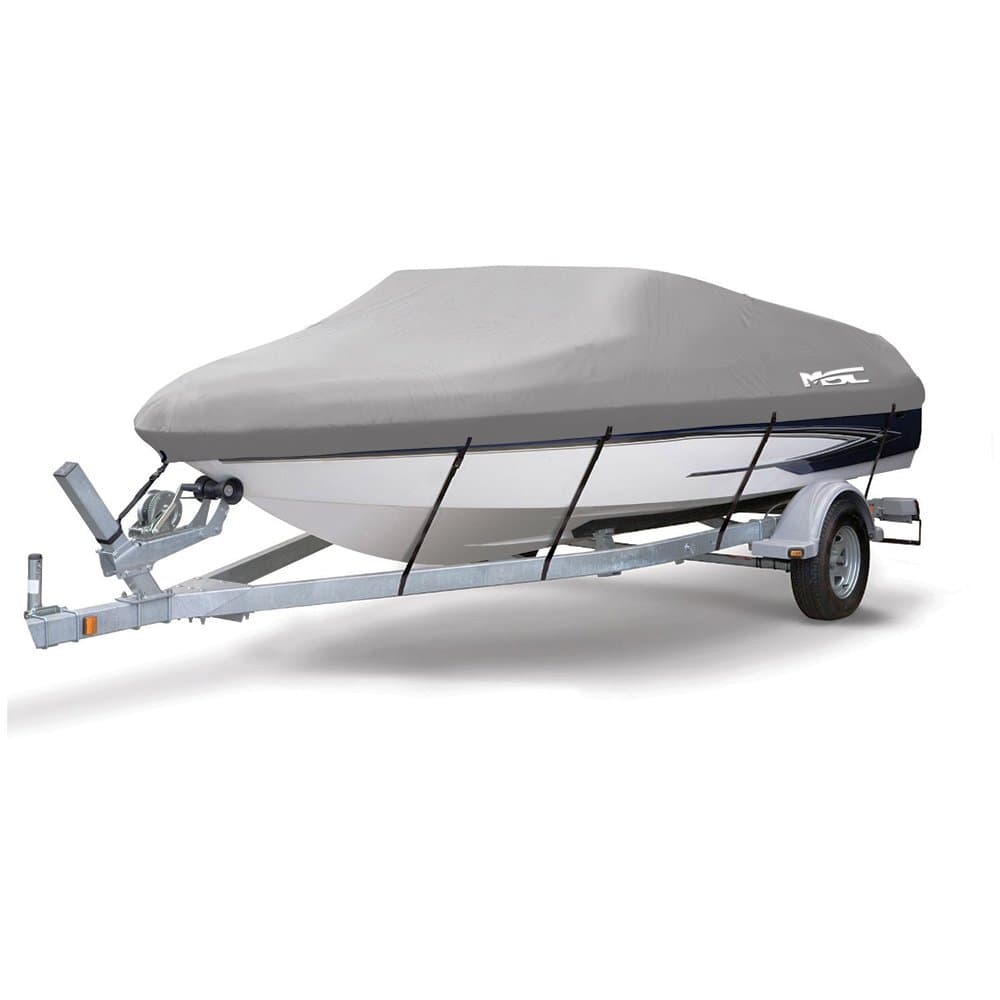 MSC Heavy Duty 600D Marine Grade Polyester Canvas Trailerable Waterproof Boat Cover,Fits V-Hull,Tri-Hull, Runabout Boat Cover (Model E - Length:20'-22' Beam Width: up to 100", Gray)