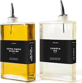 Molimoli Olive Oil Dispenser Bottle for Kitchen, Automatic Pourer, Glass Thin Bottle Dispenser for Kitchen, Olive Oil Cruet, | Set of 2 - Black