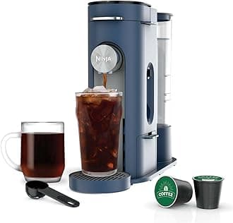 Ninja Pods & Grounds Single-Serve Coffee Maker, K-Cup Pod Compatible, 56-oz. Reservoir, 6-oz. Cup to 24-oz. Travel Mug Brew Sizes, Iced Coffee Maker, Navy, PB041NV