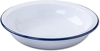 Zenker Enamel Round Pie Dish, Vintage Design, Suitable for Oven and Stove, Dishwasher Safe, Oven Tray, Enamel Cookware, Traditional Pie Tin, 25x25x5cm Colour, White and Blue