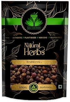 SAI HERBS Baibidang - Vaividang Black - Vavring - Wavring - Embelia Ribes - False Black Pepper - Pure & Natural (250 Grams)